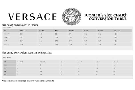 women's sizing for versace|Versace ring size chart.